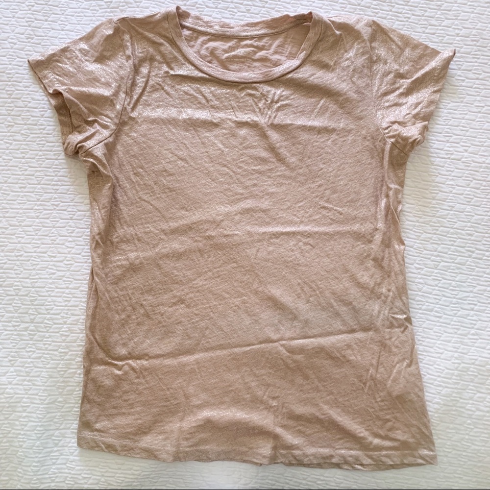 J Crew Gold Shimmer Tissue Tee Small